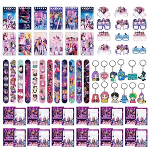 Korean cartoon girl group birthday party gift set of five pieces: 12 bracelets, 12 keychains, 12 decorative glasses, 12 notebooks, 12 invitation cards, the best choice for party gatherings