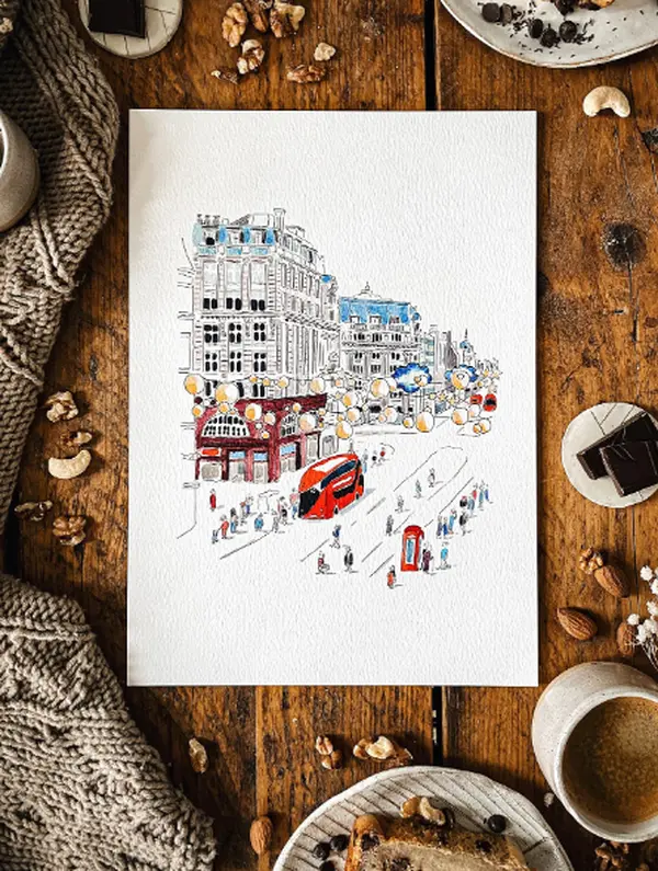 London Oxford Street Postcard with envelope