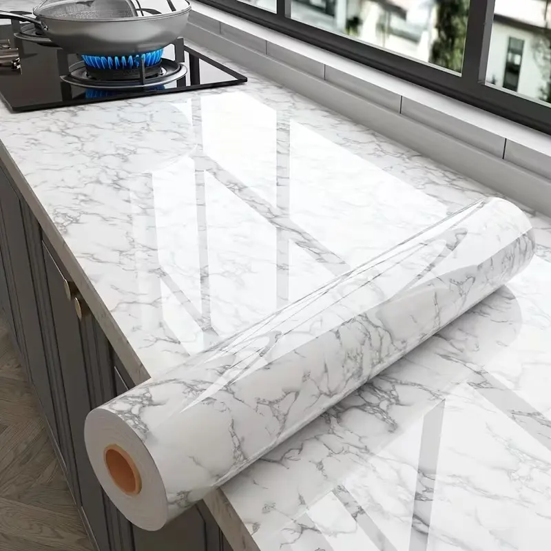 Self-Adhesive High-Temperature Resistant Peel and Stick Decorative Wallpaper - Waterproof, Oil-Proof Renter Friendly Indoor Wallpaper for Kitchen Counter, Accent Wall Home Improvement
