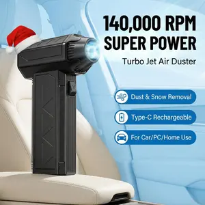 Powerful Turbo Fan 140,000 RPM Mini Portable Jet Fan Compressed Air Duster Keyboard Cleaner Type-C Rechargeable Handheld Blower for Cars PCs Snow Removal with 3-Speed Settings,summervibes