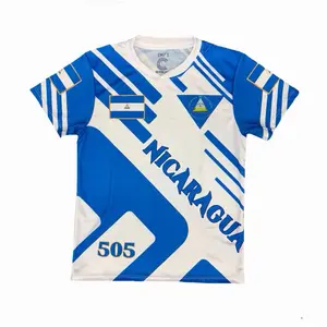 Royal Blue Nicaragua Soccer Jersey with Team Emblem & ES Logo for Sports Enthusiasts Nicaragua Fan Wear