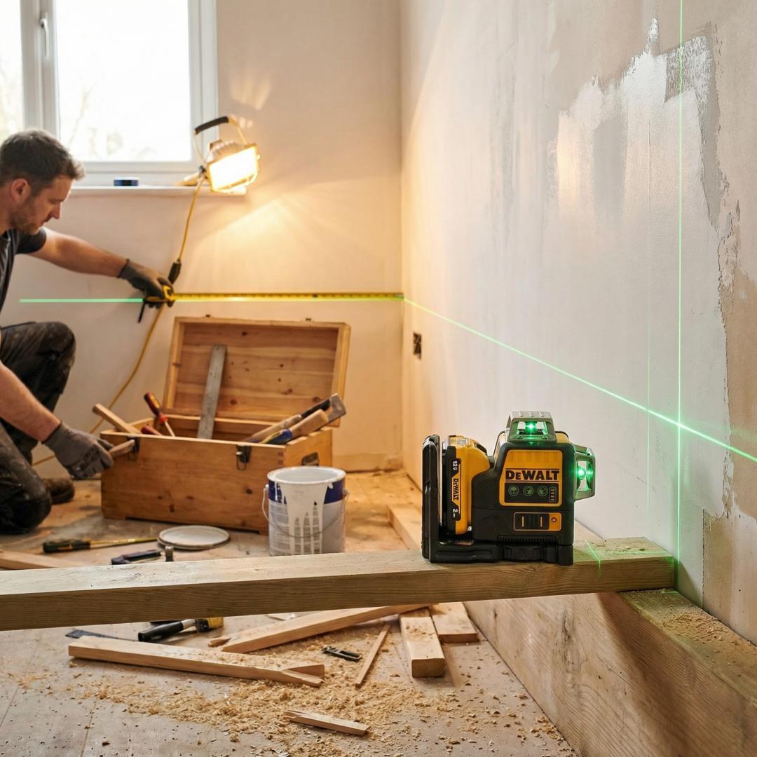 Dewalt New DW089LG Green Light 12-line Tools 360 Degree 12V Lithium Battery Rotating Self-leveling Vertical Super Beam Building