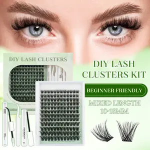 SOSIAYCICI DIY Lash Clusters Kit - Soft Fluffy Long-Lasting Lashes with Waterproof Strong Hold 2-in-1 Bond &Seal Glue, Remover & Tweezer for Beginners Easy At-Home Application - 10-18MM Mixed Length Eyelash Set SpringGlowUp Makeup Flawless Cosmetic