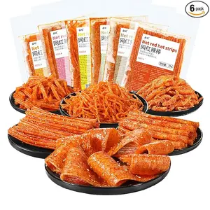 Spicy Strips,Latiao,6 Packs Chinese Spicy Sticks,Chinese Classic Piquancy Leisure Latiao Snack Individual Package(2.4 ounces perpack)