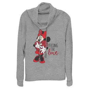Junior's Minnie Mouse Feeling the Love Cowl Neck Sweatshirt
