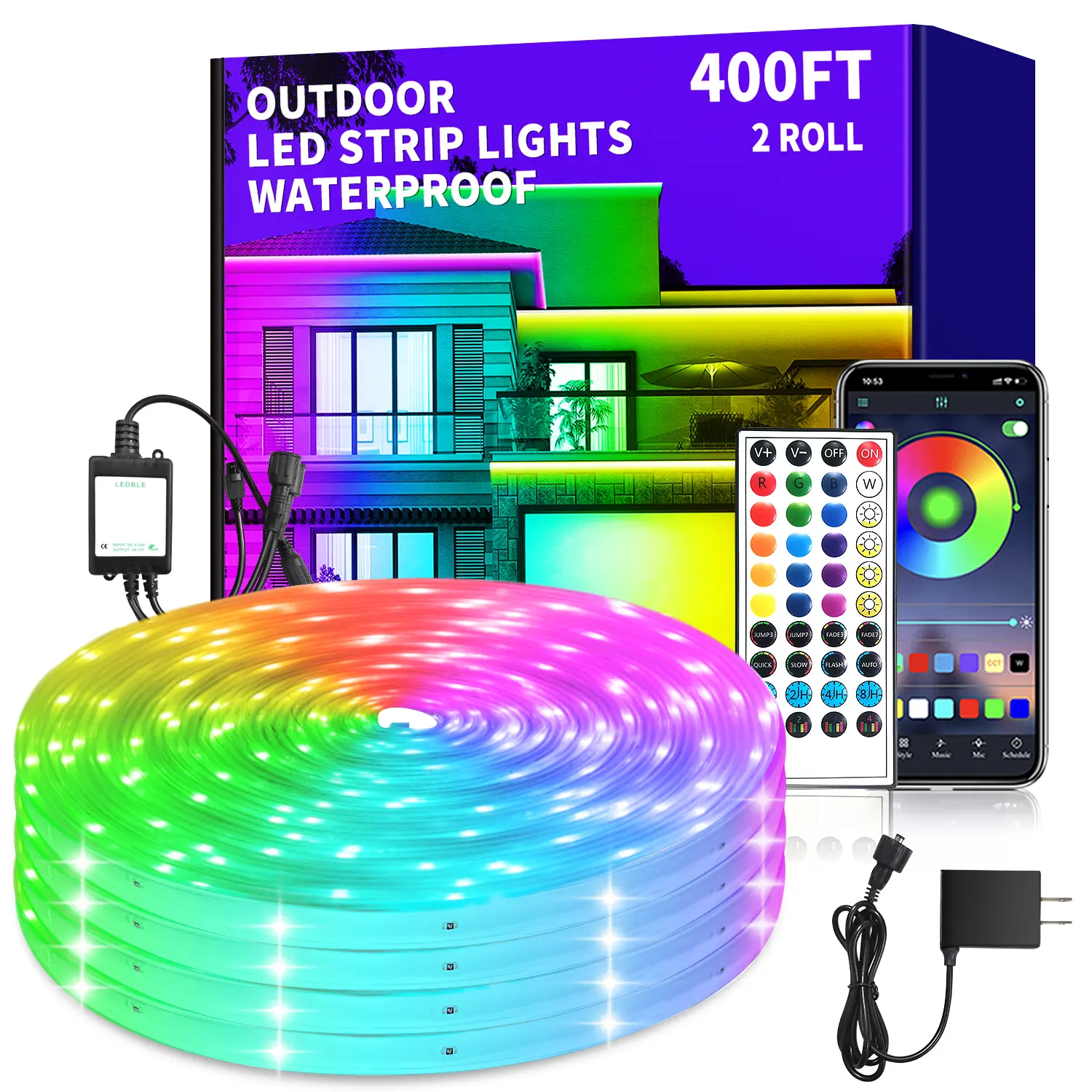 400ft Outdoor LED Strip Lights Waterproof