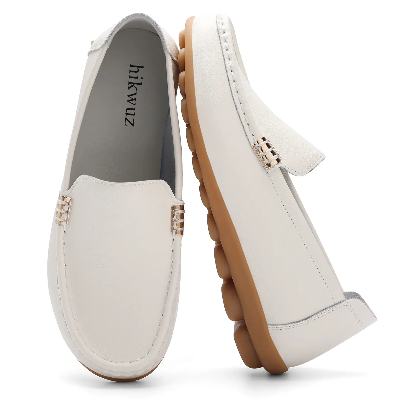 Hikwuz Women's Loafers - Chic Sleek, Comfortable Grip, Flat Sole, Low Heel Microfiber Leather Slip-On Shoes, Lightweight Walking Flats for Business Office Work, Chic Sleek Loafers, Comfortable Grip Loafers