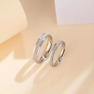1pc 925 Sterling Silver Ring Frosted Surface Perfect Couple Rings Simple Design For Daily Outfits Premium Quality With Affordable Prices