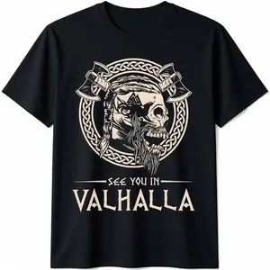 Cotton Short Sleeve See You In Valhalla Viking T-Shirt for Men Women