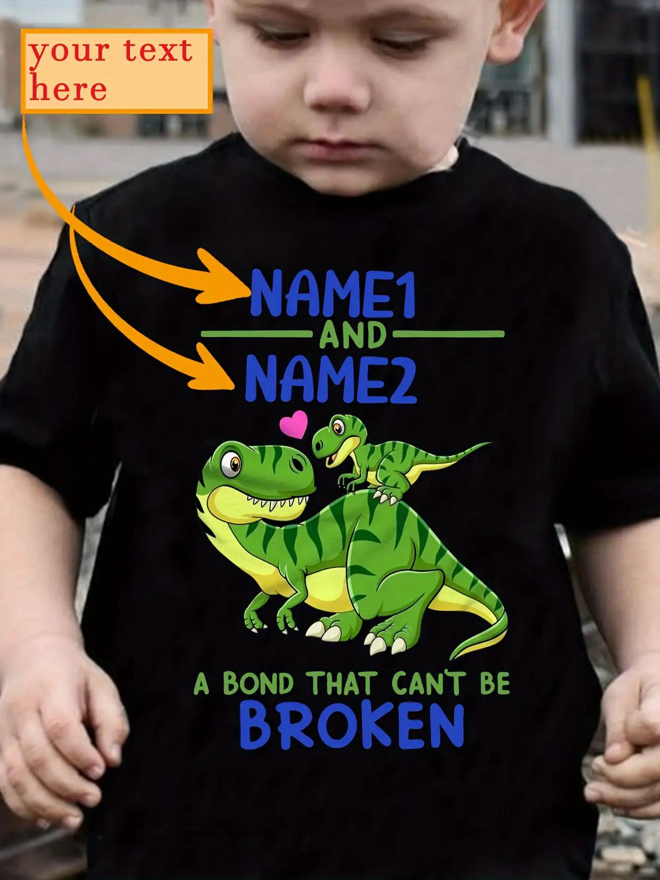 Personalized T-Shirt Featuring Dinosaur Design for Two Best Friends, NAME1 And NAME2, Celebrating Their Lifelong Friendship (3-13Y)