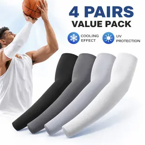 4 Pairs Arm Sleeves, Cooling UV Sun Protection Sports Compression Sleeves for Men Women, Golf Basketball Arm
