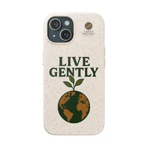Eco-Friendly Phone Case, Biodegradable Phone Cover, Earth-Friendly Case, Sustainable Gift, Live Gently Design, Green Lifestyle Accessory