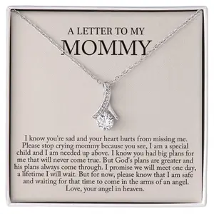 Miscarriage Gift For Mom Alluring Necklace, Stillborn Necklace, Pregnancy Loss, Bereavement Gift, A Letter To My Mommy White Gold Chain Jewelry