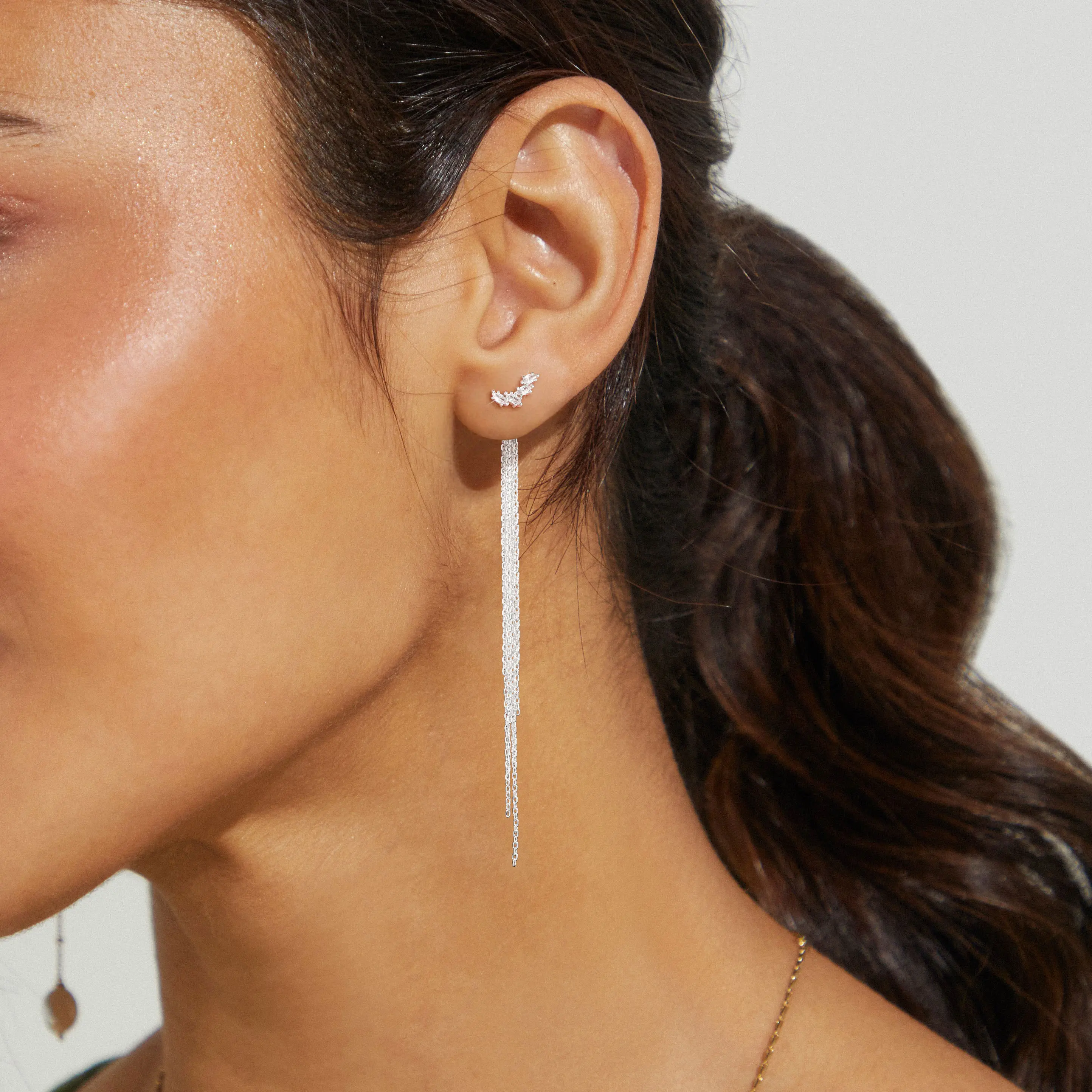 Tewiky 14K Gold/Silver-Plated Tassel Threader Zircon Earrings for Women, Dainty Long Dangle Drop Chain, Elegant Hypoallergenic Jewelry for Wedding, Trendy Bridesmaid Gift or Everyday Wear For Valentine's Day gifts
