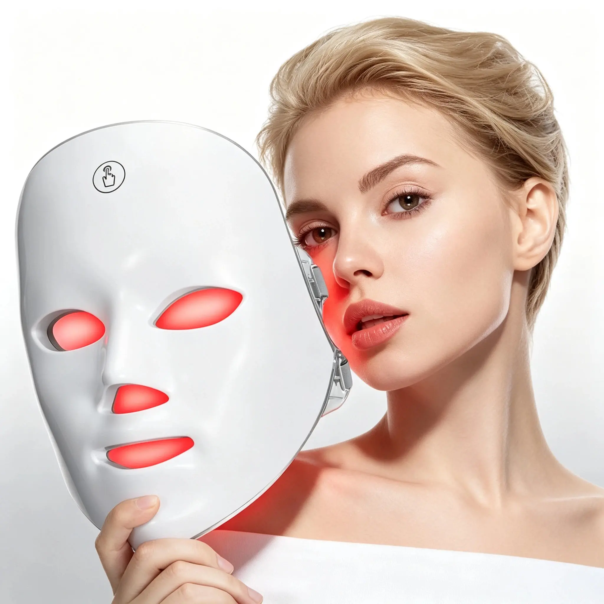 7 Shades Red Light Therapy LED Facial Mask, Cordless Rechargeable Face Beauty Device, Daily Home Skin Care Tool, Ideal Holiday Gift for Ladies, Red Light Therapy Mask