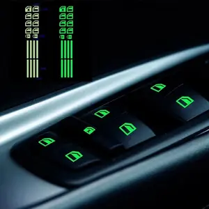 18Pcs/set Car Luminous Door Window Lift Button Stickers Car Windows Control Panel Decals Car Interior Sticker Auto Accessories
