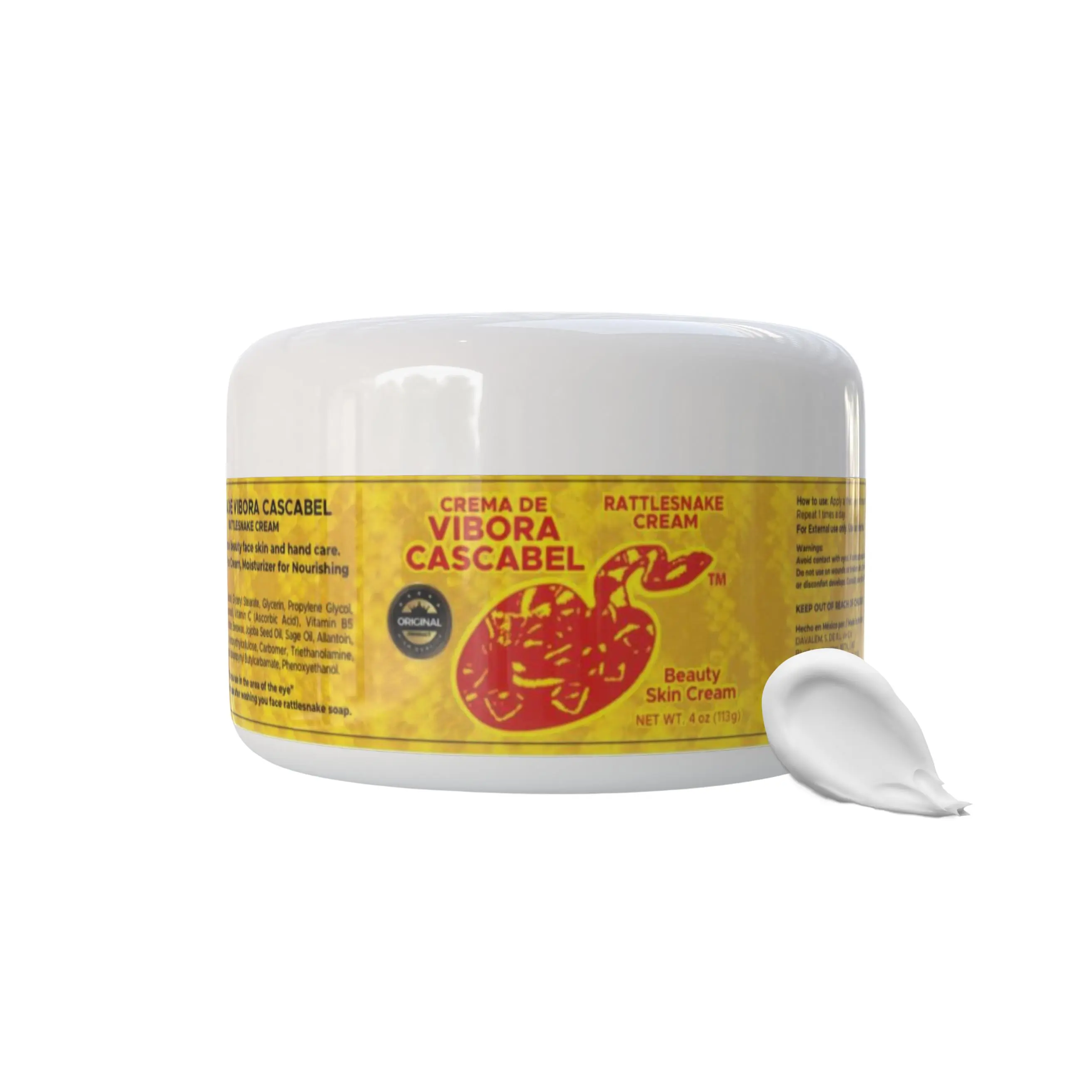 Jabon De Aceite Vibora De Cascabel Rattlesnake Oil Facial Cream, Revitalizing and Hydrating Moisturizer for All Skin Types, 4 oz Jumbo Jar, Moisturizers, Skin Care