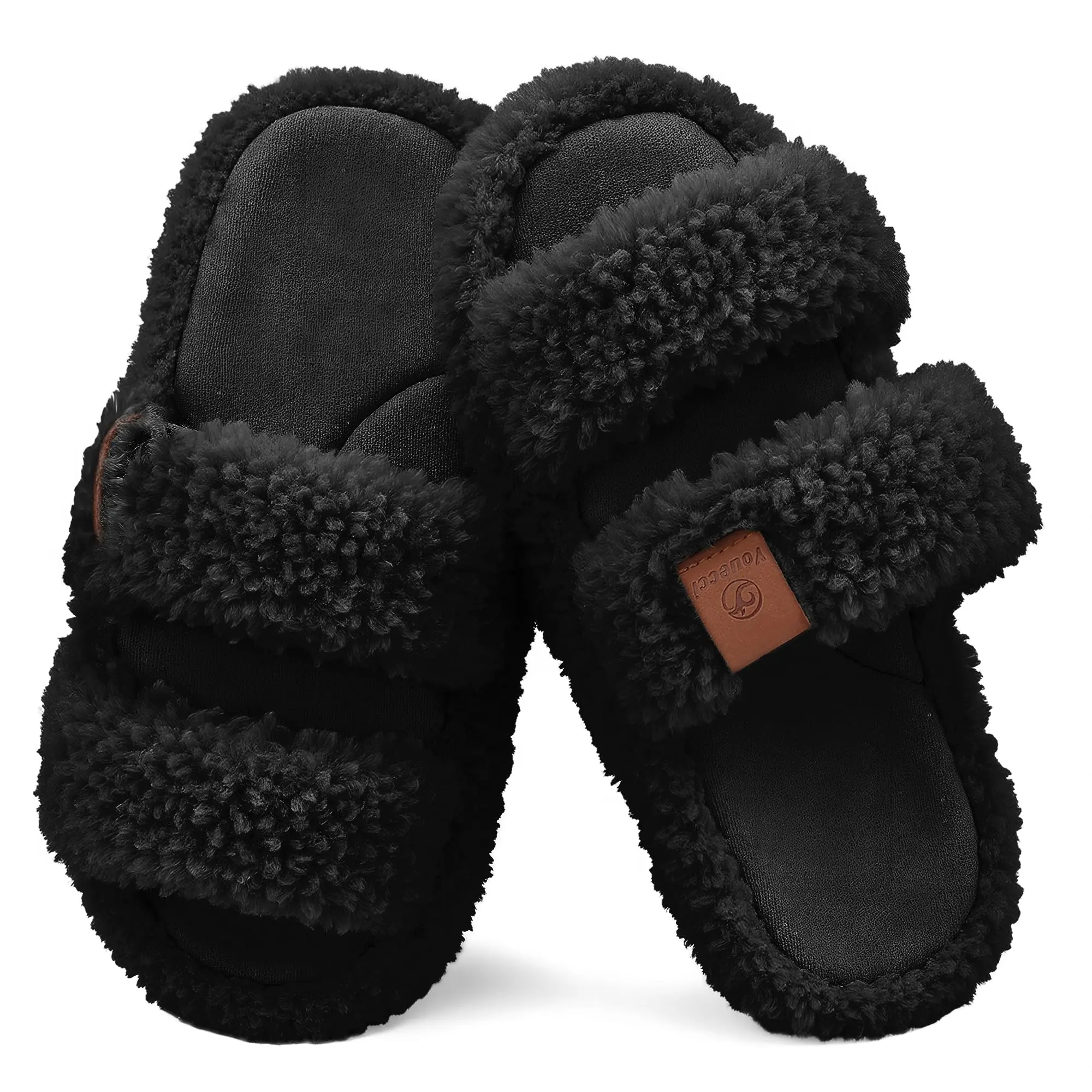 VOBJAK Open-Toe Japanese-Style for Slippers Four-Season Fleece-Lined Indoor Cotton for Slippers Non-Slip Feature for Slippers
