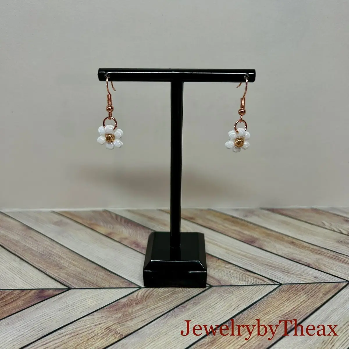 Beaded Daisy Dangle Earrings