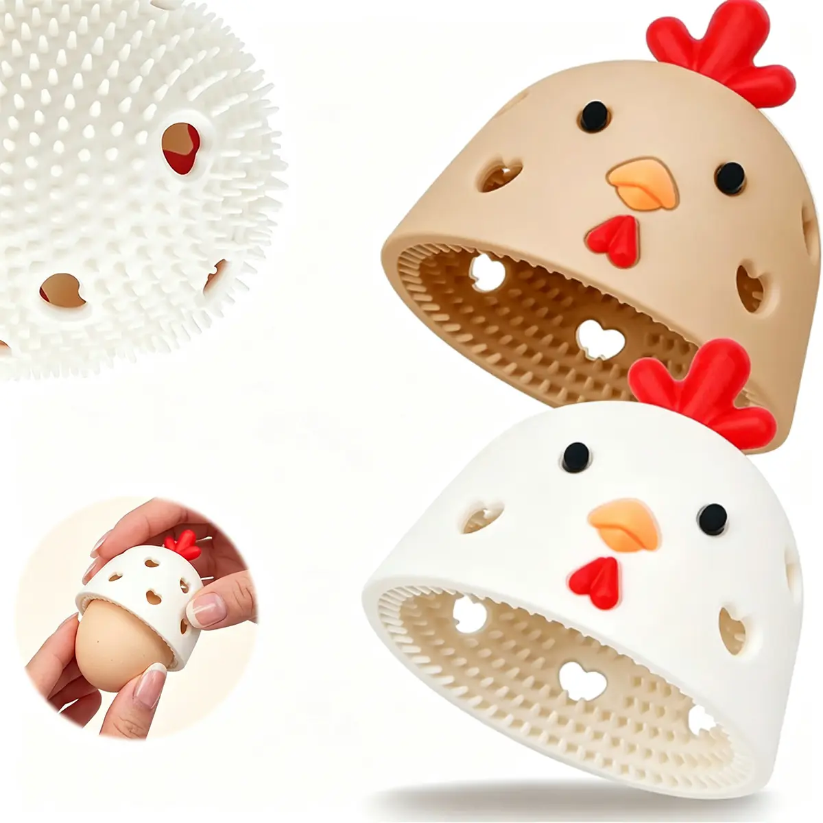 1 or 2PCS Flexible Silicone Cleaning Brush for Fresh Eggs, Egg Washer for Fresh Eggs, Egg Scrubber for Fresh Eggs, Reusable Cleaning Tools for Chicken Coop Accessories Cute Easter Gifts