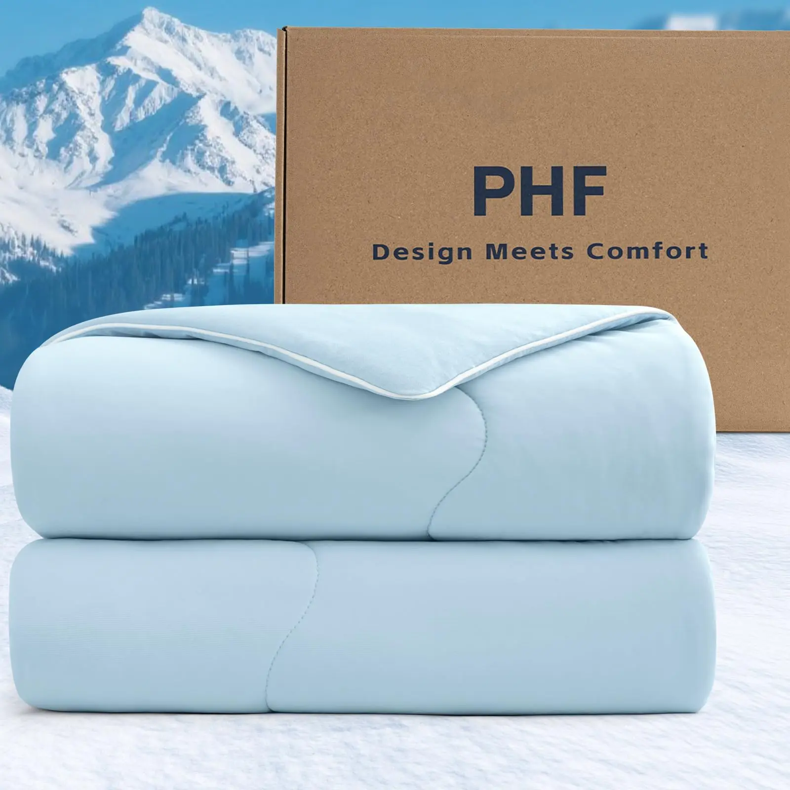 PHF Cooling Comforter King Size, EcoCosy Breathable Cooling Blanket for Hot Sleepers, Soft Lightweight Q-Max>0.52 Summer Silky Comforter for Night Sweats to Keep Cool Super Fluffy Duvet Duvet Insert