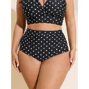 BLOOMCHIC Plus Size Women's High Waist Polka Dot Skinny-Fit Bikini Bottoms - M-6X Sizes, 2026 Summer Swimsuit Style Beachwear, Plussize Sports & Outdoor Swimwear Spotlight Deals, High Waist Beachwear