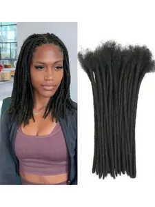 30 Strands Real Hair Dreadlock Extensions, Handmade Natural Dreads 0.6cm Thickness, 4-16 Inches Long, Unisex, Dyeable and Bleachable