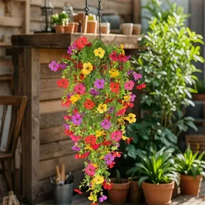 UV-resistant artificial hanging flowers, very suitable for decorating indoor and outdoor spaces such as gardens, porches, walls, and windowsills, with a farmhouse style and a variety of colors, Artificial Fake Flowers