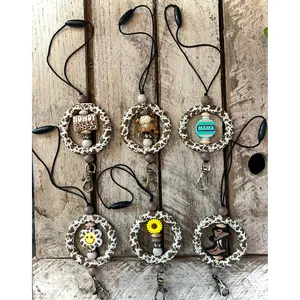 Brown Cowhide Car Mirror Dangle