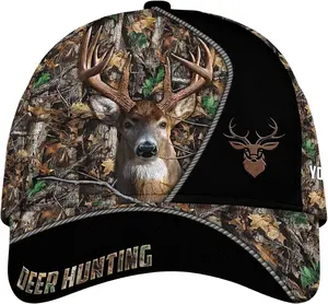Deer Hunting Baseball Cap Adjustable with Steel Buckle, Lightweight Polyester Outdoor Hat, Unique Hunter Graphic Dad Hat Gift, Unisex One Size Fits All