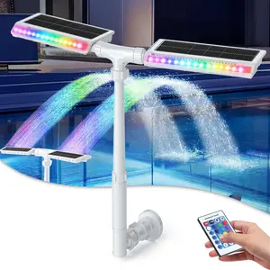 Extended Solar Pool Fountain – Remote-Controlled, 10-Color LED, Dual Adjustable Sprinklers, 4 Dynamic Modes, Auto On/Off, Above/Inground Pools