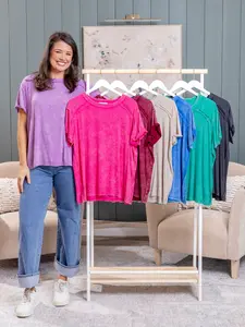 Zenana Round Neck Short Sleeve Oversized Washed Top | S/M-2X/3X