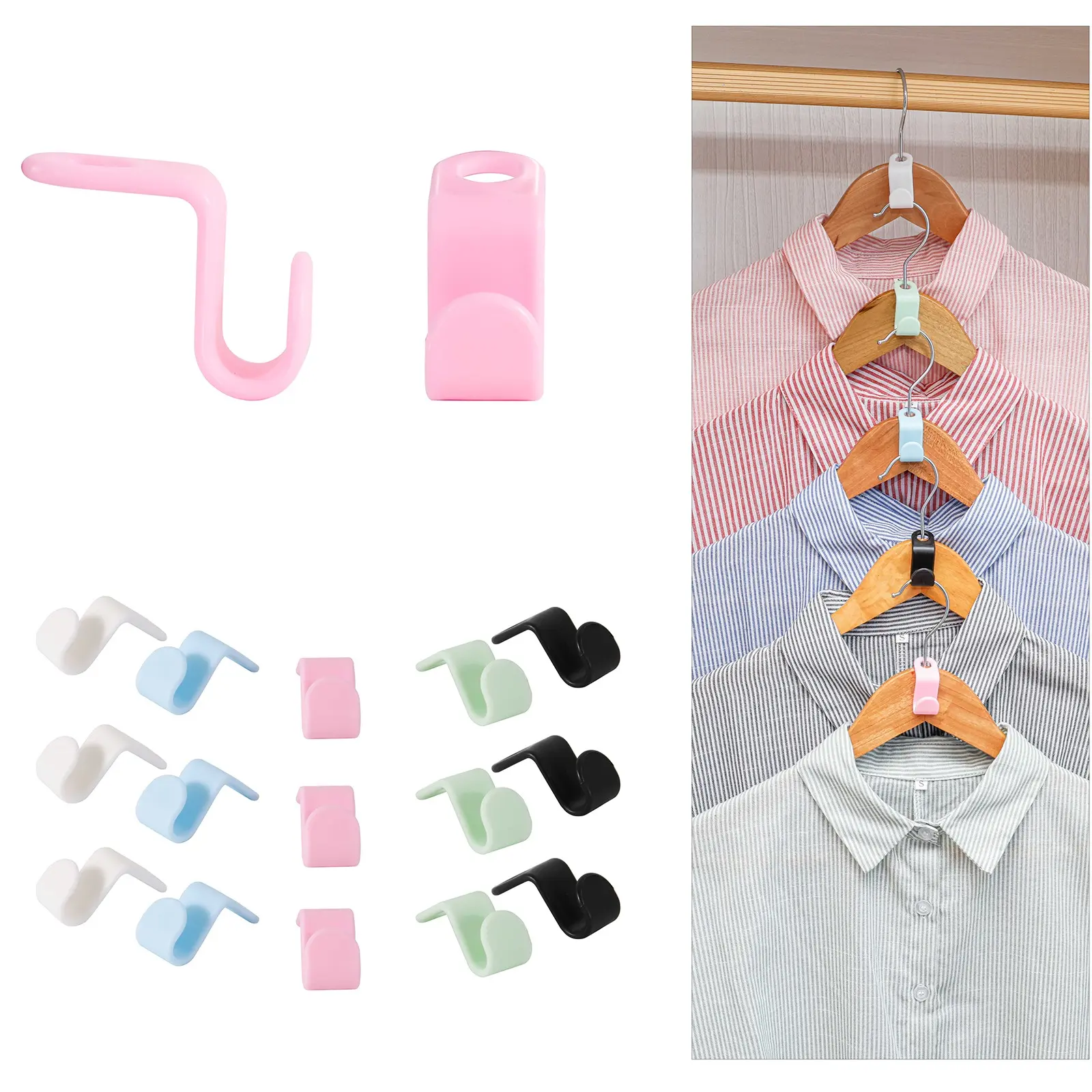NuSaile Clothes Hanger Connectors - Cascading Hook Extensions for Closet Organization - Sturdy Plastic Hanger Extenders