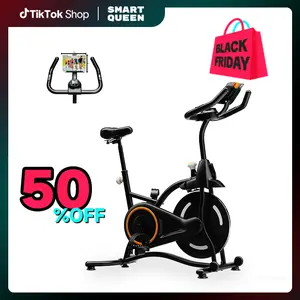 SMART QUEEN Exercise Bike Stationary Bikes for Home, Adjustable Resistance & Comfortable Seat Workout Bike, Quiet Indoor Cycling Bike with Digital Monitor, Phone Holder