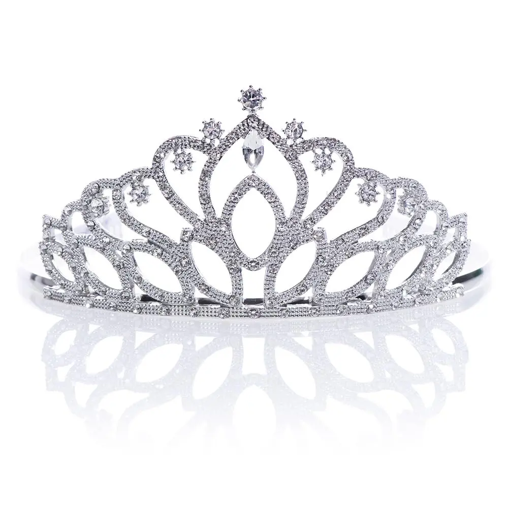 Women's Regal Rhinestone Tiara, 2.5" Tall Molded Silver-Tone Crown with Secure Combs for Wedding, Prom Queen, Pageant & Quinceañera, Female, Parents, Teachers, 2-1/2 Inches, Adjustable Fit, Ceremony, Collectibles, Community Organizers, Cultural Celebratio