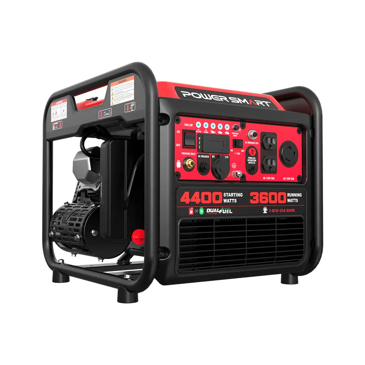 PowerSmart Portable Dual Fuel Inverter Generator - 4400W/4000W, Gasoline/Propane, CO Alert, EPA Certified, Lightweight, Quiet, Outdoor Generator for Home Use & Emergency Backup (MB5040DC)