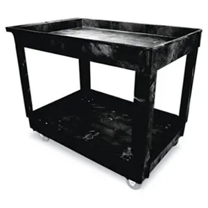 212 MAIN 2-Shelf Service & Utility Cart - Black Tool Organizer with Lightweight Design, Quiet Wheels, and Storage Racks
