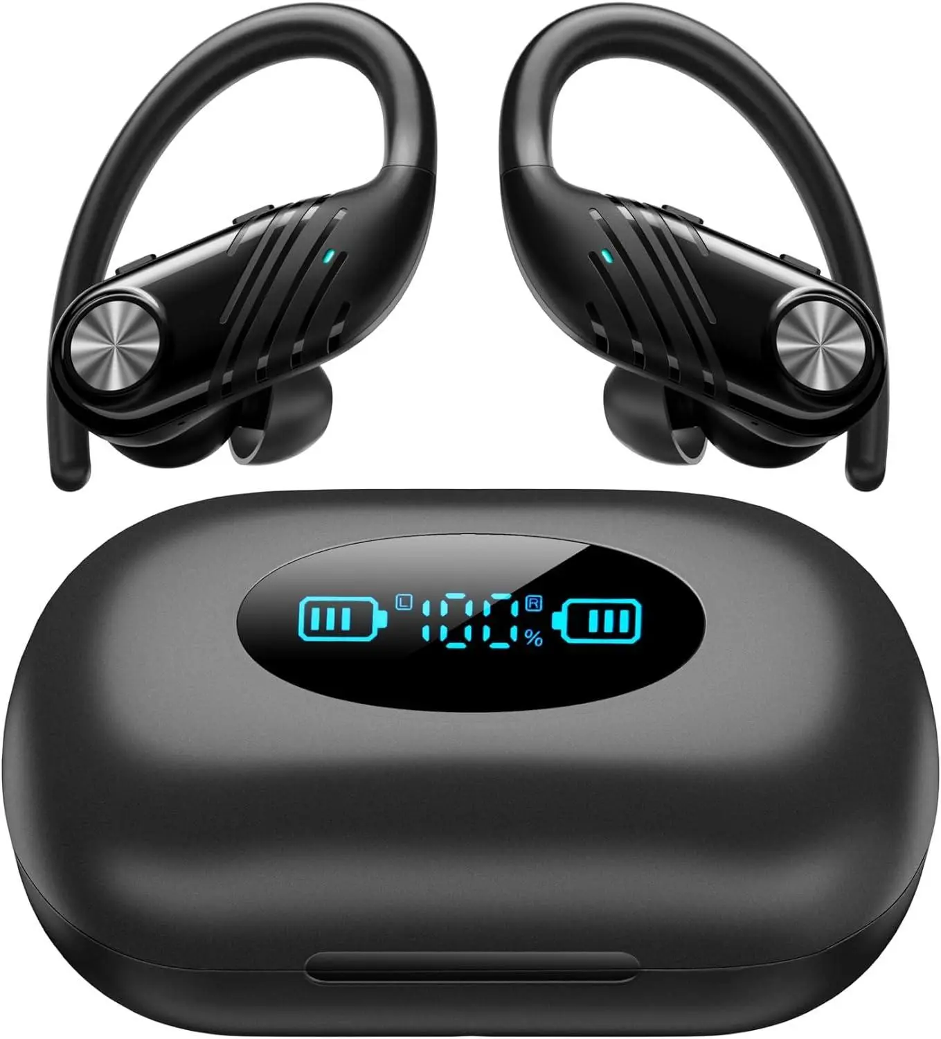 Wireless Earbuds, Bluetooth Earbuds with LED Display 1800mAh Charging Case Bluetooth 5.3 Over-Ear Earbud with Ear-Hook IPX7 Waterproof Sports Earbuds for Cell Phones, Laptops and Computers Audio Earphones Headphone Electronic Headset Chargeable