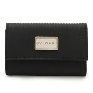 Pre-owned Bvlgari Calfskin Small Leather Goods Millereighe Coated Heritage Canvas Key Case