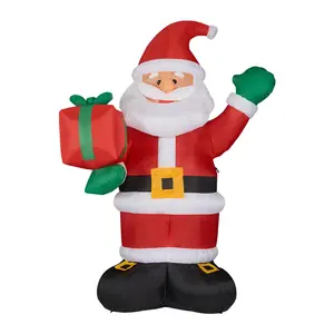 Fraser Hill Farm 10-Ft. Tall Santa Claus Holding Gift, Outdoor