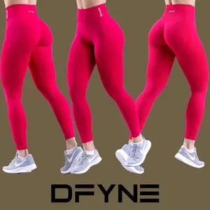 DFYNE Dynamic Women's Seamless High-Waisted Gym Leggings, Sculpting Fit Ribbed Waistband Soft Stretchy Workout Pants