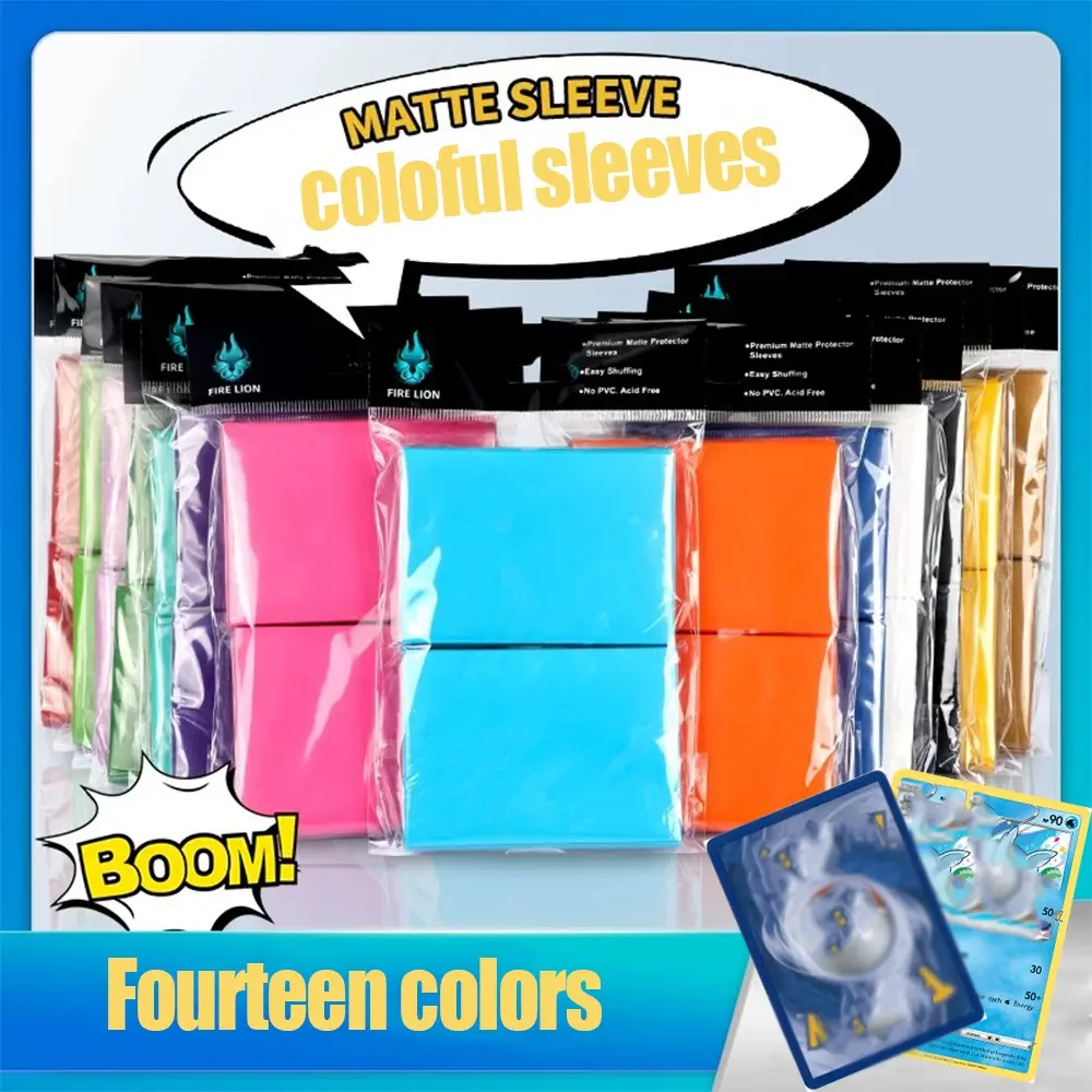 66x91mm 100PCS/Set Multi-Color Solid Color Matte Trading Card Sleeves Kits Standard Size Card Protectors Suitable for PKM /MTG /PTCG /TCG Game Card Protector Sports Card Protectors Photo Cards and Standard Cards Sports Card Storage
