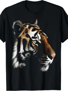 Tiger Artwork - Zoo Animal Tiger T-Shirt.jpgSame style for men and women  summer short-sleeved printed T-shirt pure 220G