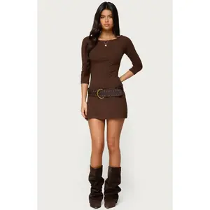 Edikted Women's Jadey Boat Neck Mini Dress