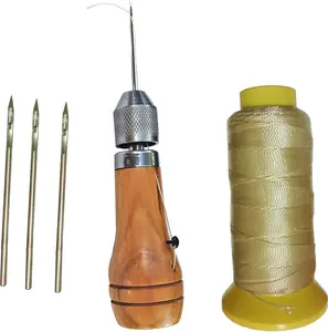 Swift Stitch Hand Sewing Awl Kit Leather Canvas Repair Saddles Coat Seat (Non-Waxed Beige Thread)