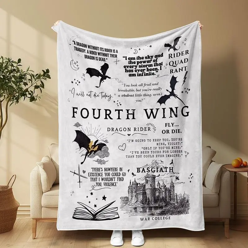 Fourth Wing Retro Vintage Pterosaur Print Polyester Blanket - 1 Count, Soft, Comfortable, Wrinkle Resistant, Durable, Machine Washable, Cozy Size Air-Conditioned Room Throw for Home, Office & Valentine Gift, Stain Resistant