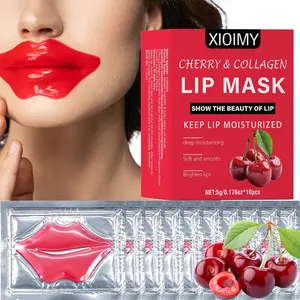 10pcs Cherry Collagen Jelly Hydrating Lip Mask, Intense Moisturizing & Brightening, Soft Texture, Comfortable Fit, Anti-Dryness & Dull Skin Care