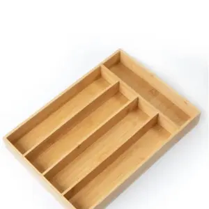Bamboo Silverware Organizer with 13.98in D x 10.04in W x 1.97in H Dimensions for Kitchenware Boxes Lightweight Drawer