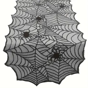 American Halloween black spider web lace table runner party gift home table decoration ghost festival