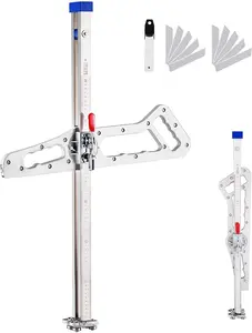 Foldable Drywall Cutter Tool - Adjustable Aluminum Alloy Gypsum Board Cutter (0.6-24 Inches/ 1.5-61cm Blade) with 10 Spare Blades, Hand Push Design